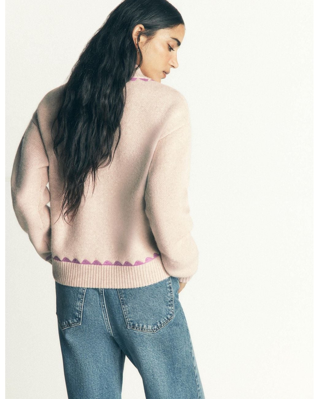 Boden Blue Jemma Jacquard Knit Cardigan