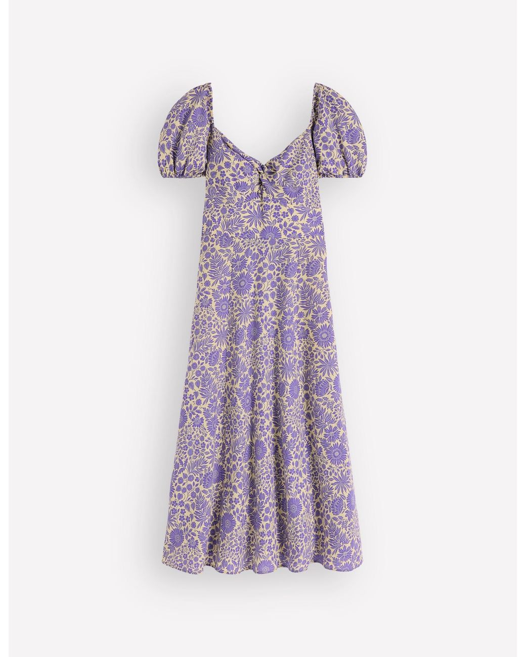 Boden Purple Twist Front Linen Blend Dress