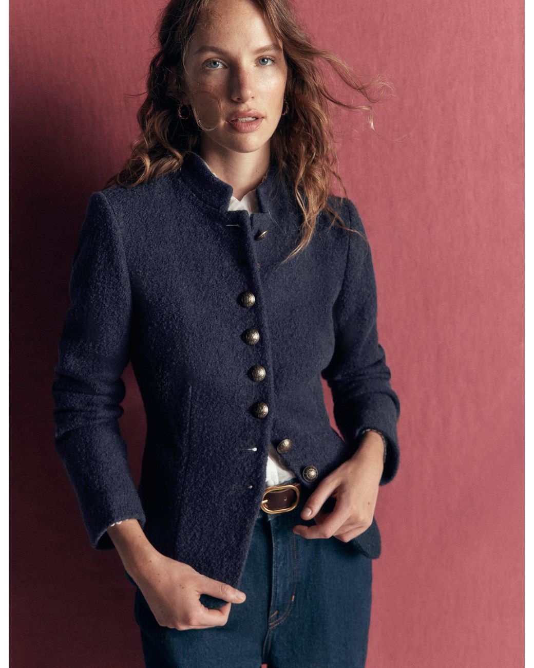 Boden Blue Hereford Boiled Wool Jacket