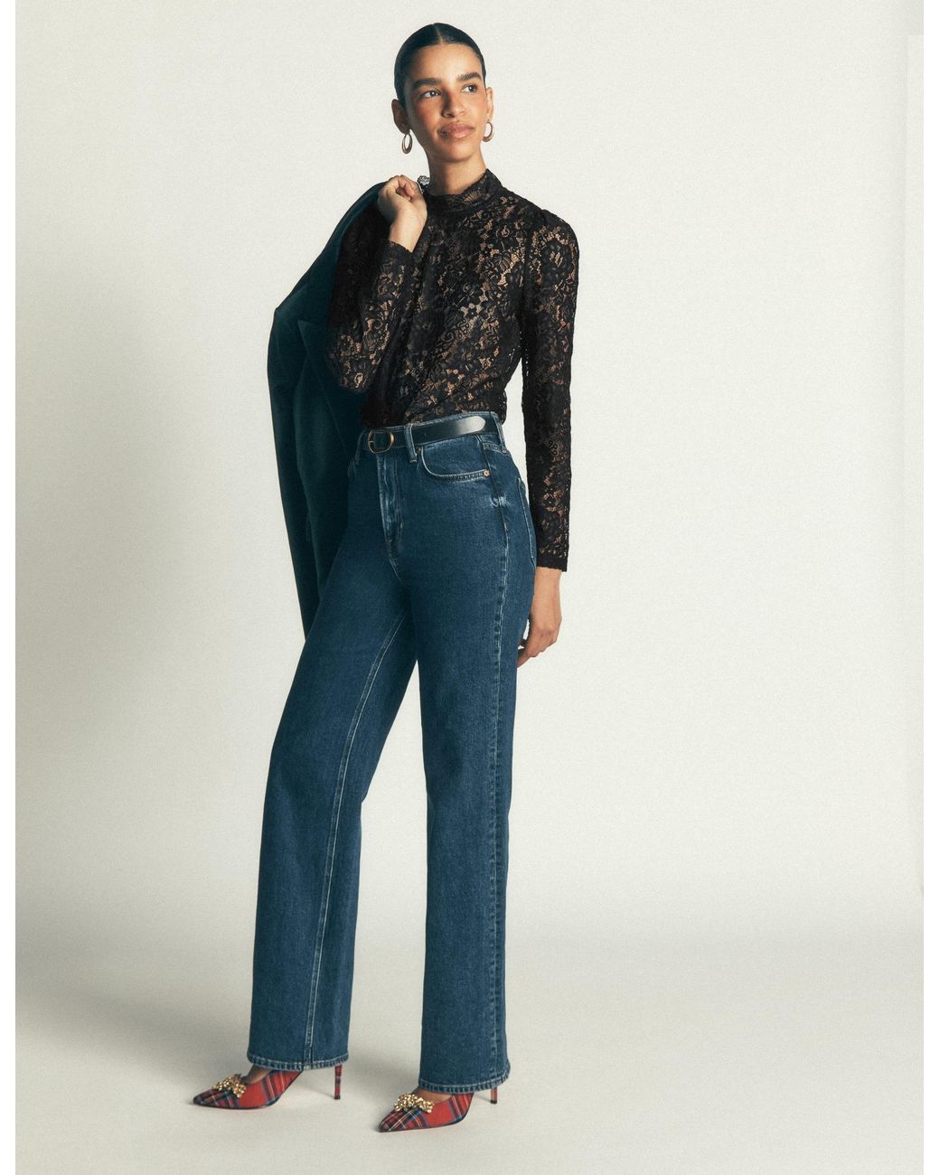 Boden Blue Lace Detail Top