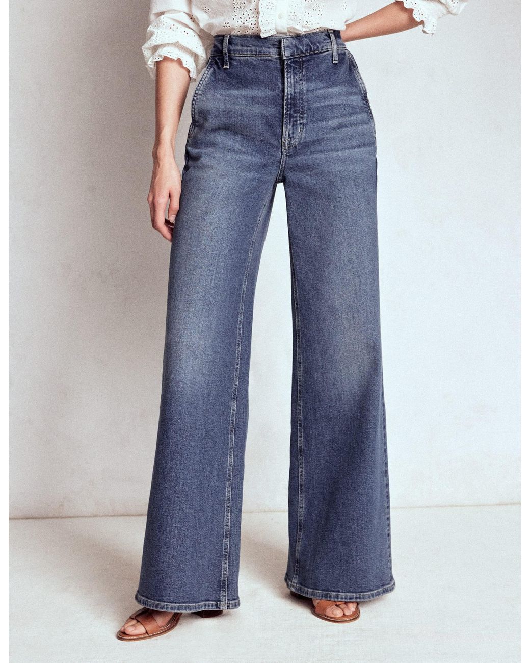 Boden Blue High Rise Clean Wide Jeans