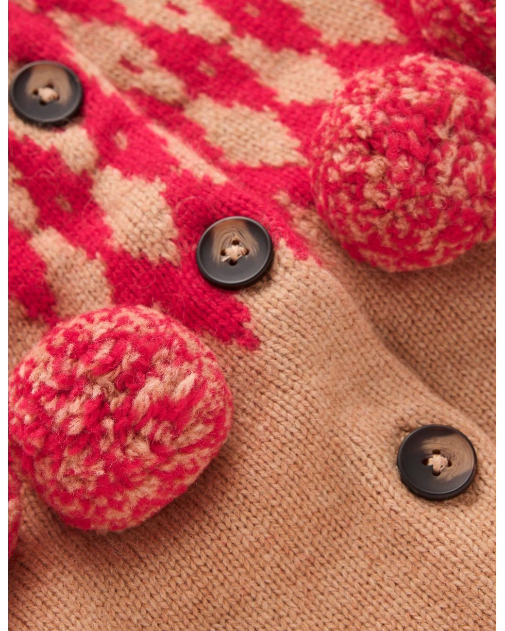 Boden Red Mae Fair Isle Cardigan