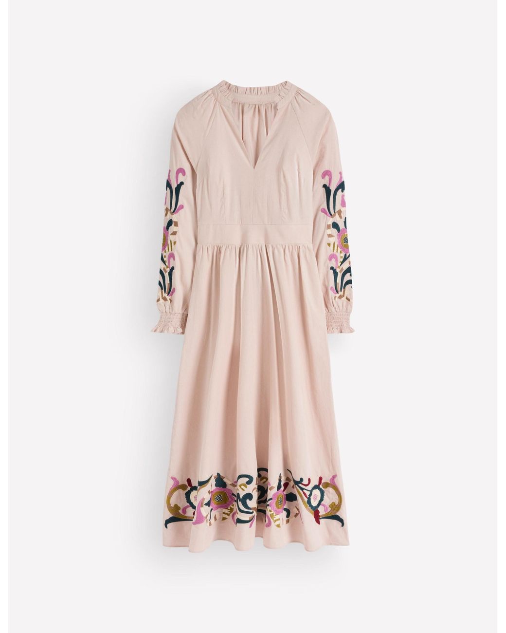 Boden Natural Smocked Cord Midi Dress