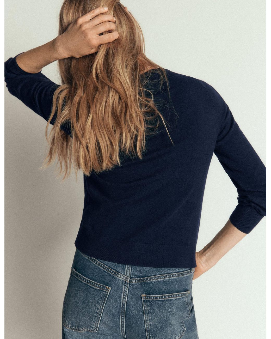 Boden Blue Camilla Cotton Crew Sweater