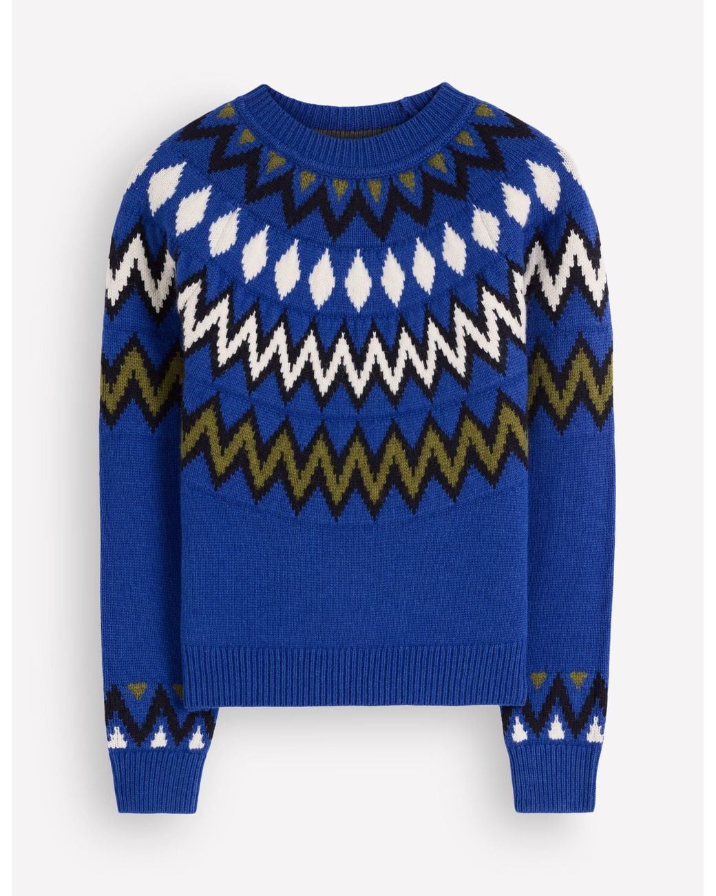Boden Blue Mae Fair Isle Knitted Jumper