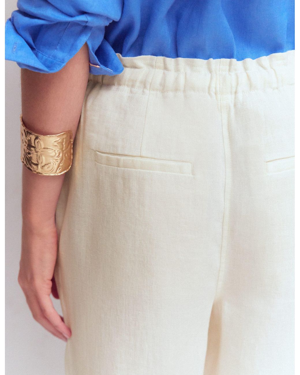 Boden Blue Islington Linen Crop Trousers