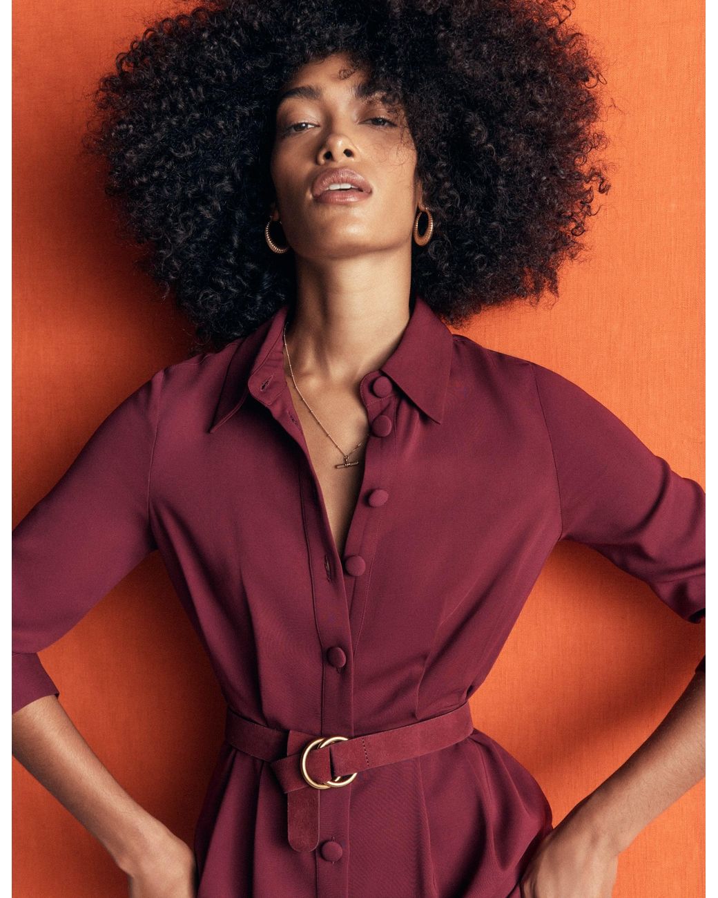Boden Red Kate Pleated Shirt Dress