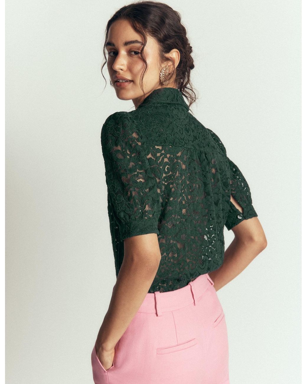 Boden Green Penelope Lace Shirt