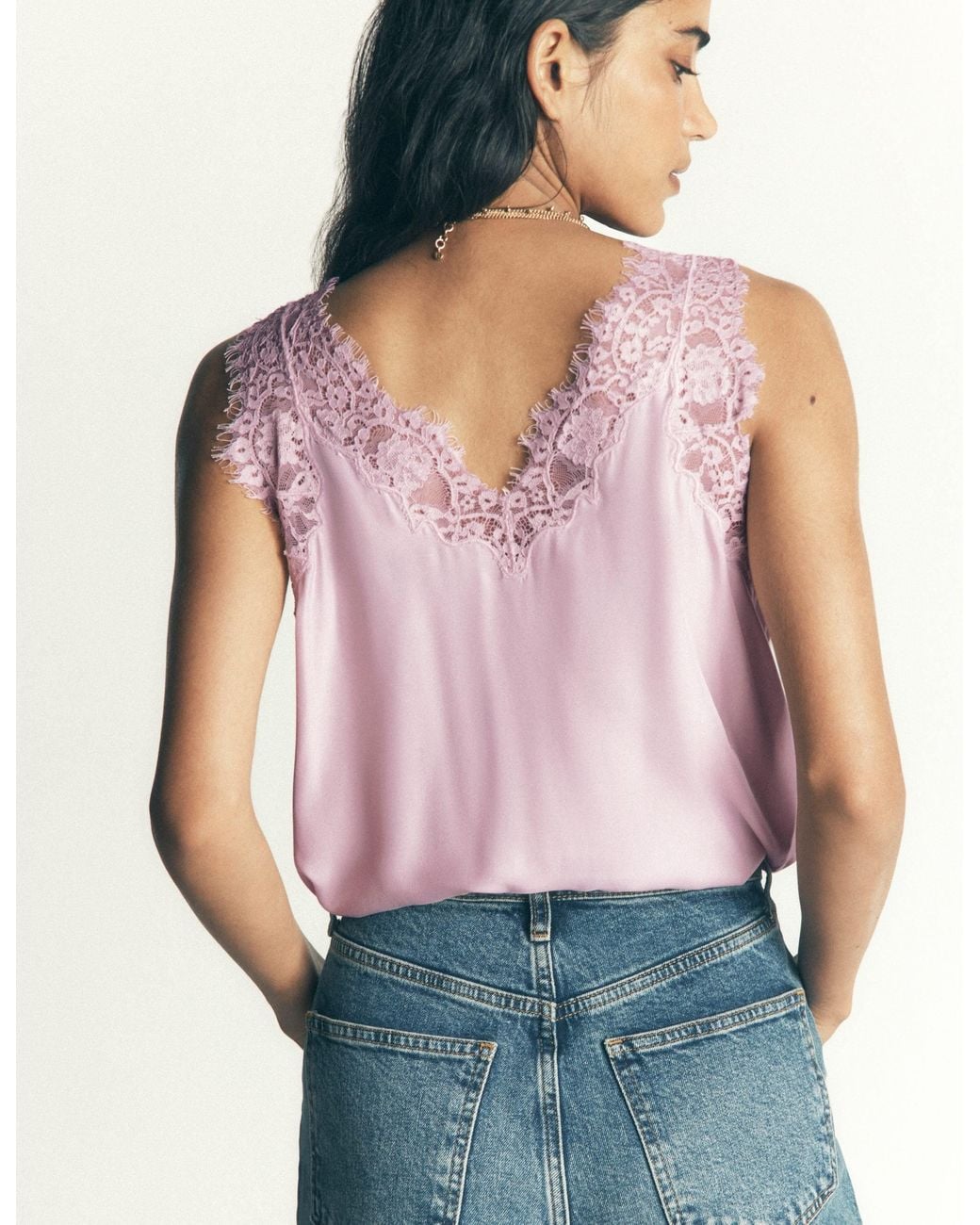 Boden Pink Ara Silk Blend Lace Cami