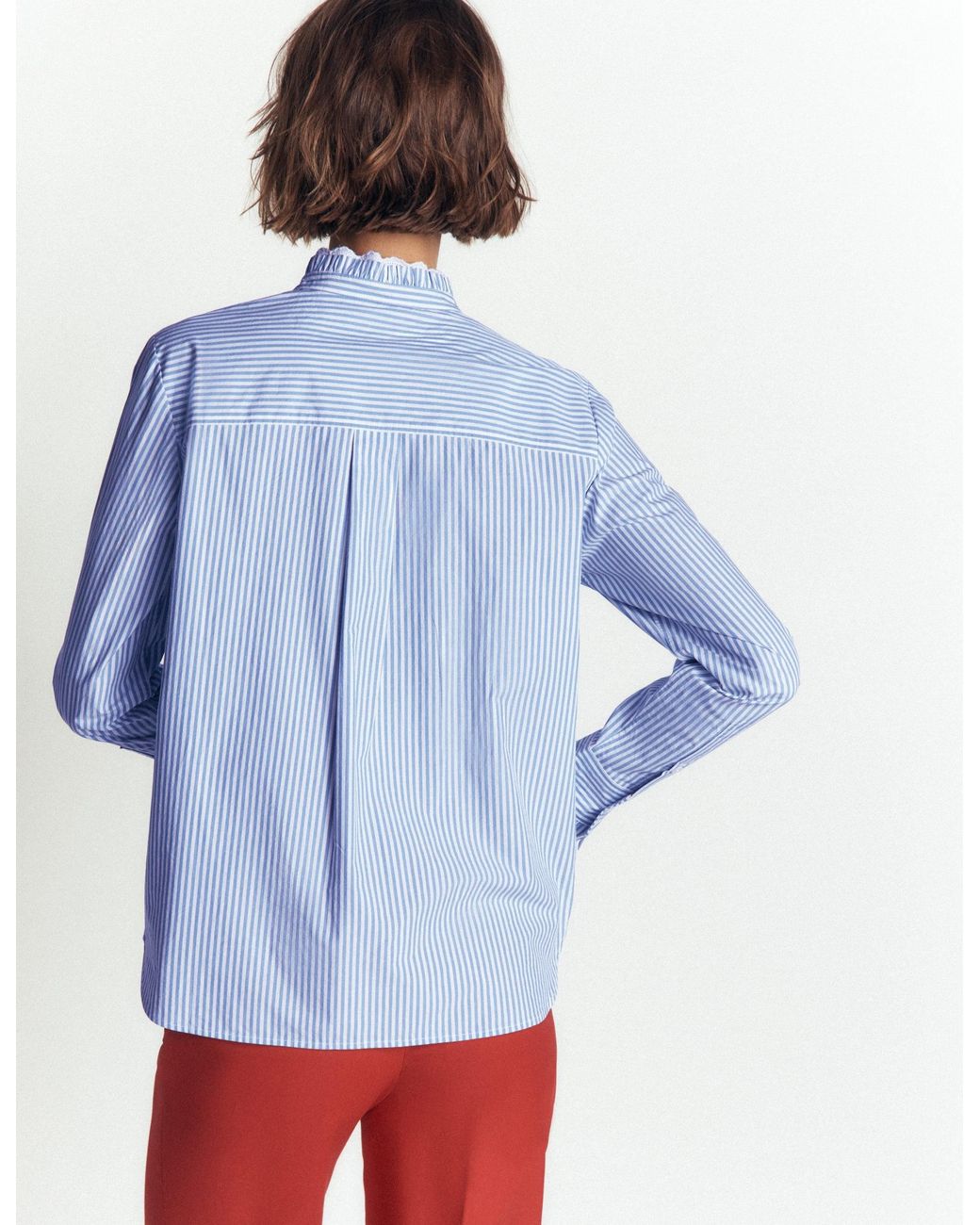 Boden Blue Sienna Frill Cotton Shirt