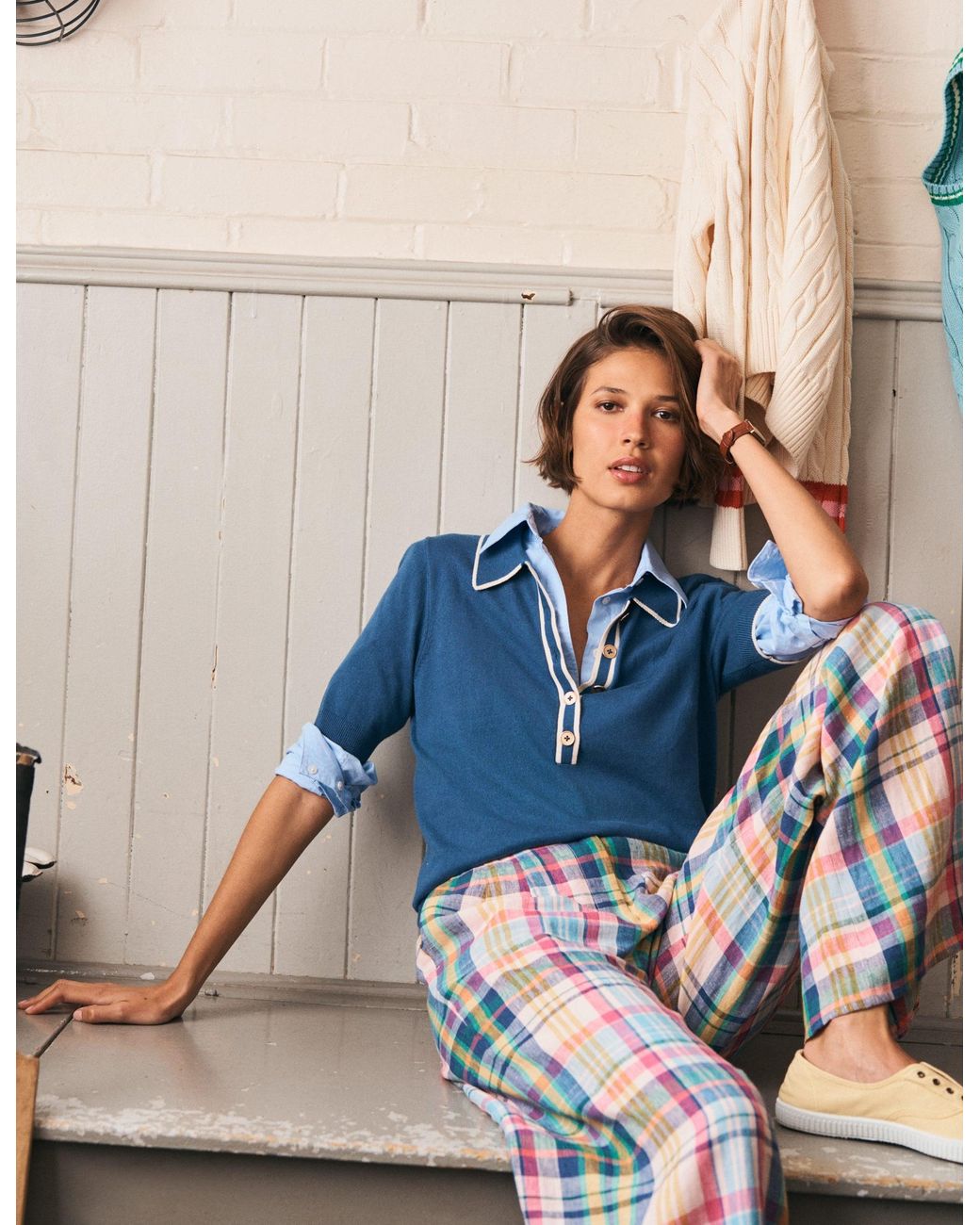 Boden Blue Kensington Linen Trousers