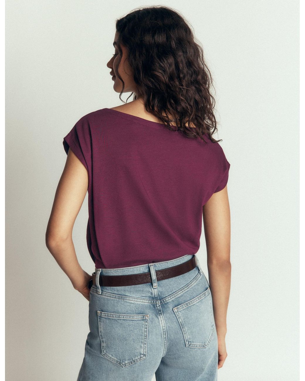 Boden Brown Supersoft Slash Neck T-Shirt