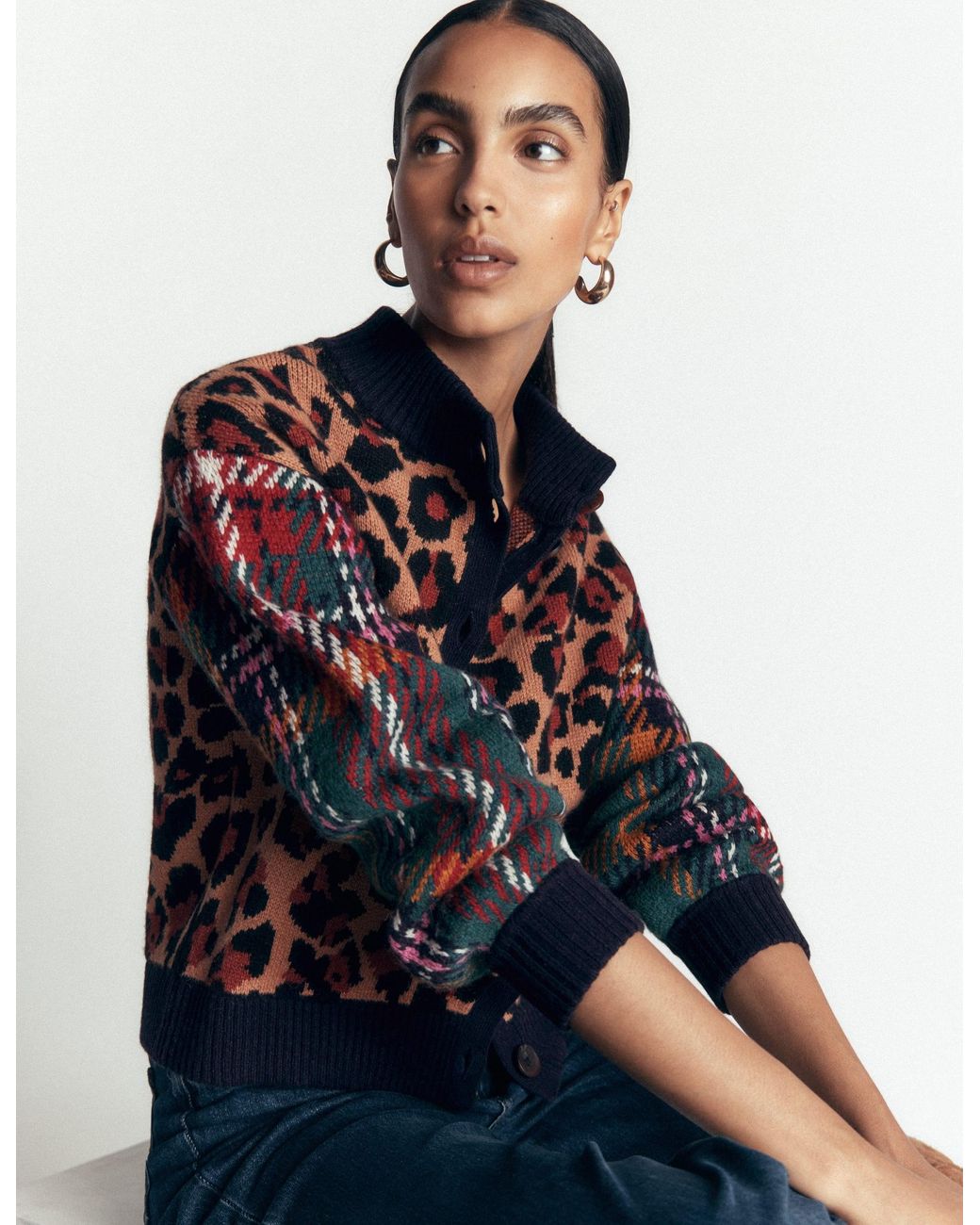 Boden Green Jemma Jacquard Knit Cardigan