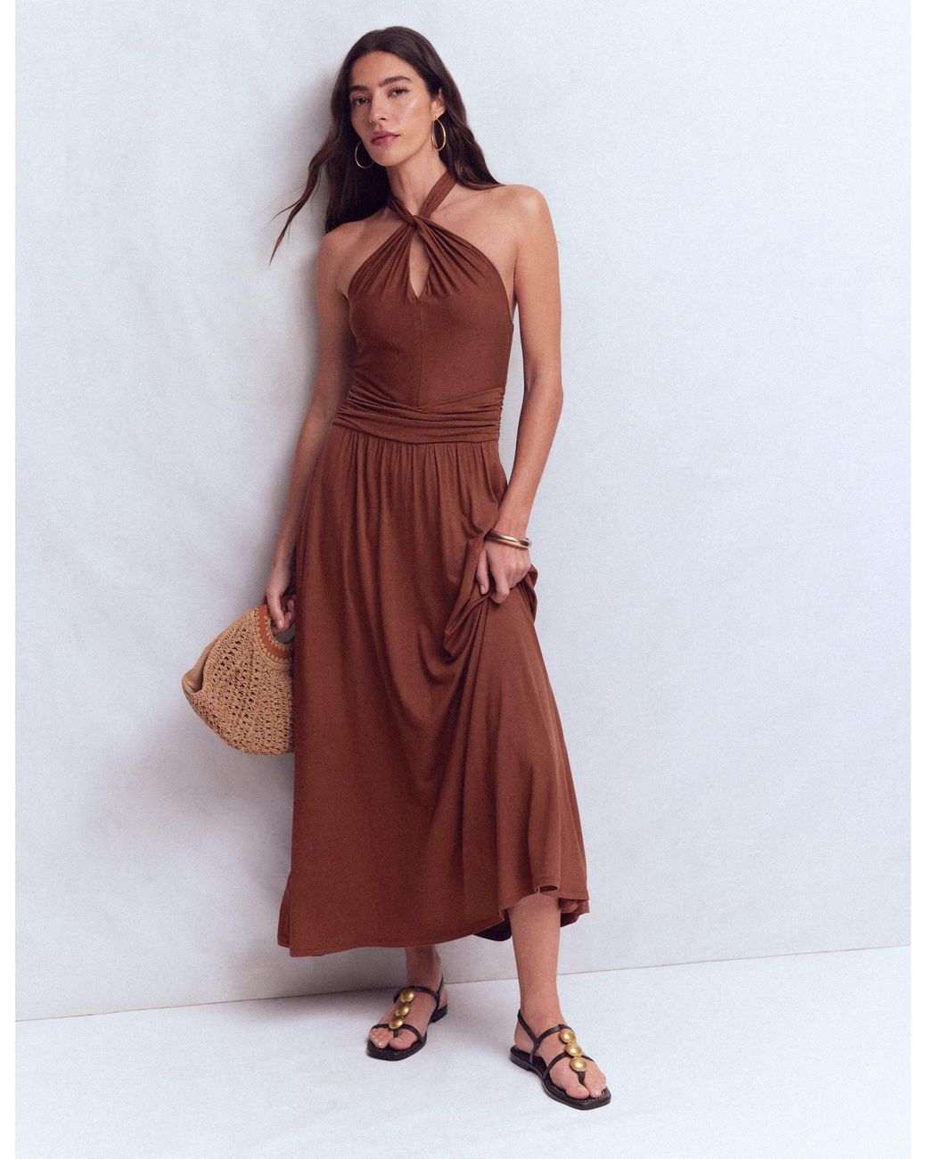 Boden Green Sydney Twist Neck Jersey Dress