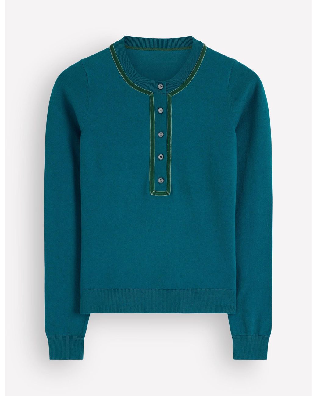 Boden Blue Velvet Trim Henley
