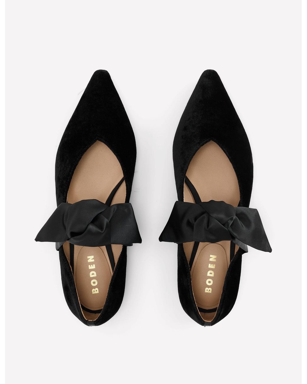 Boden Black Bow Two Part Flats