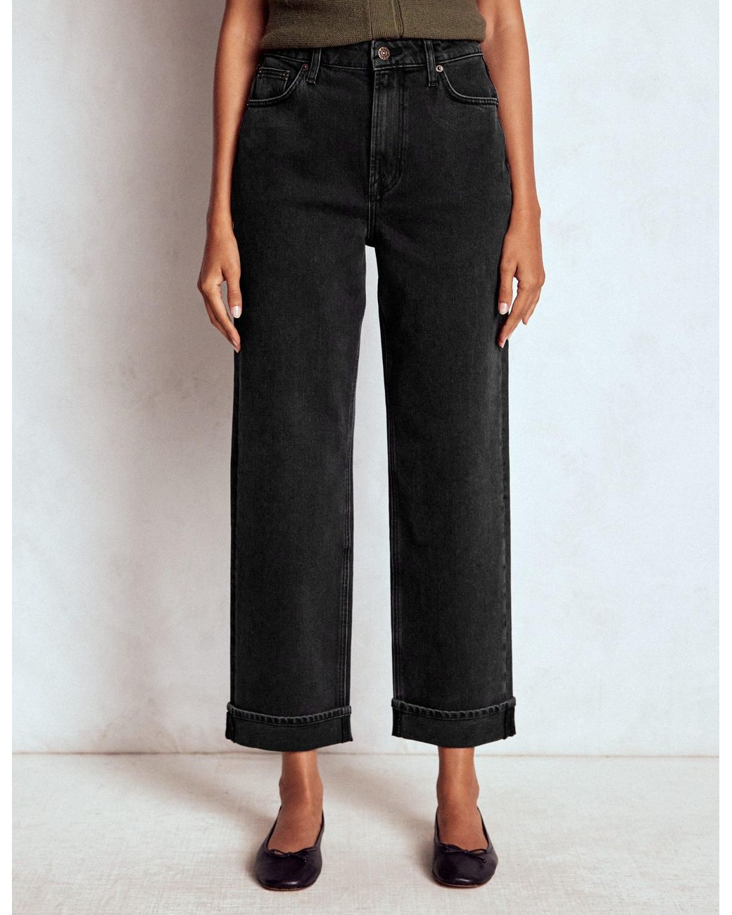 Boden Black Mid Rise Straight Leg Jeans