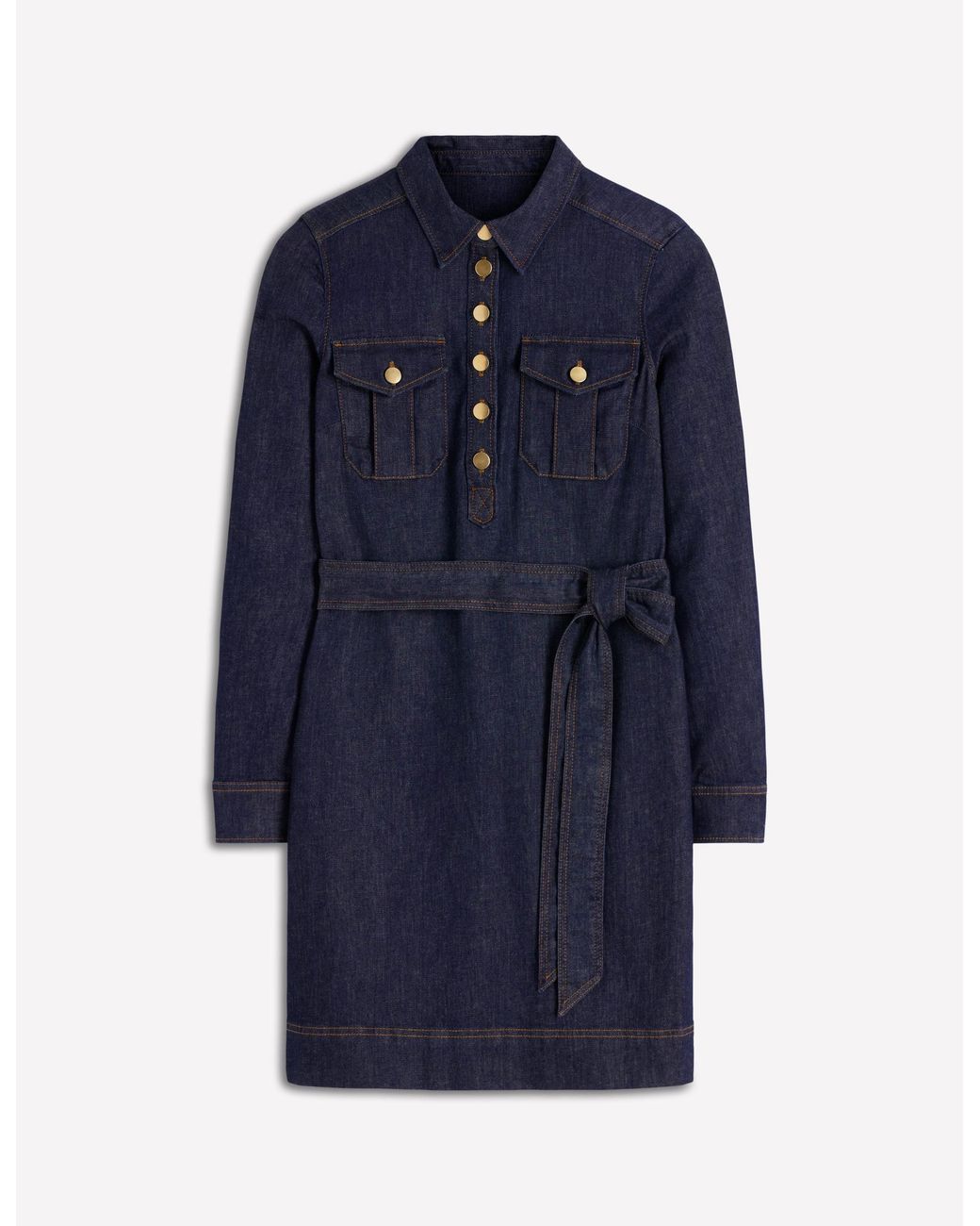 Boden Multicolor Half Placket Denim Dress