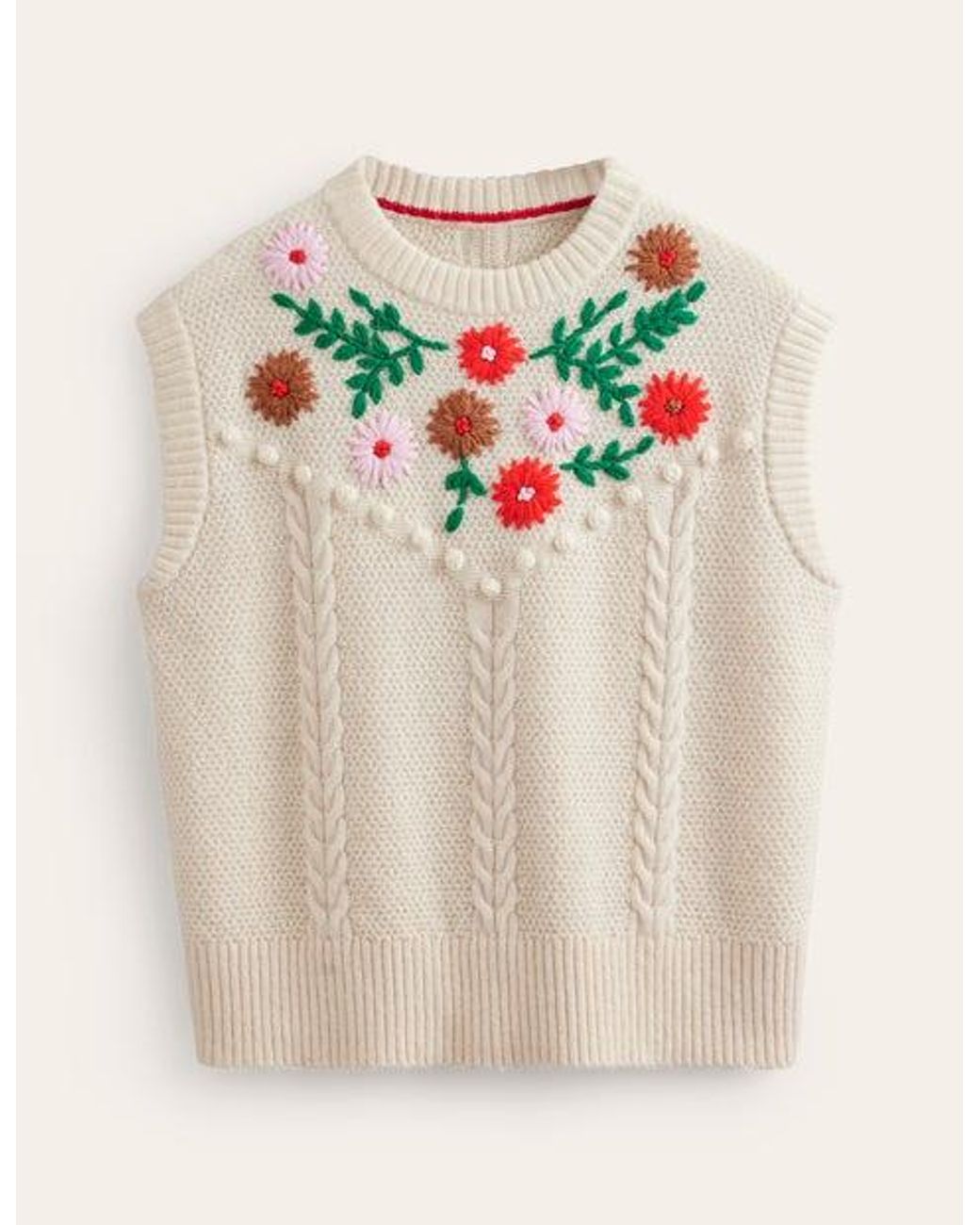 Boden Embroidered Cable Sweater Vest | Lyst