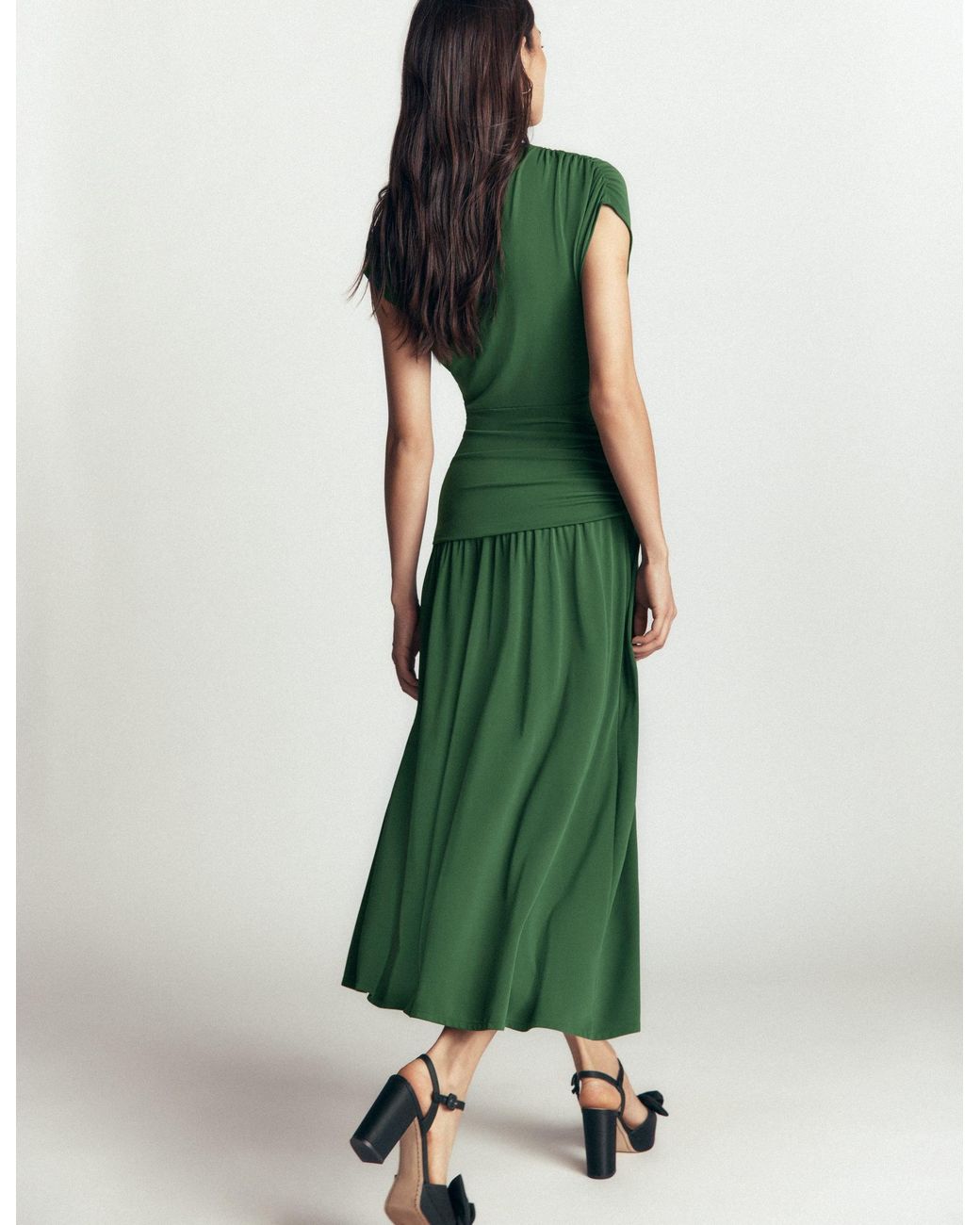 Boden Green Drape Jersey Crepe Maxi Dress