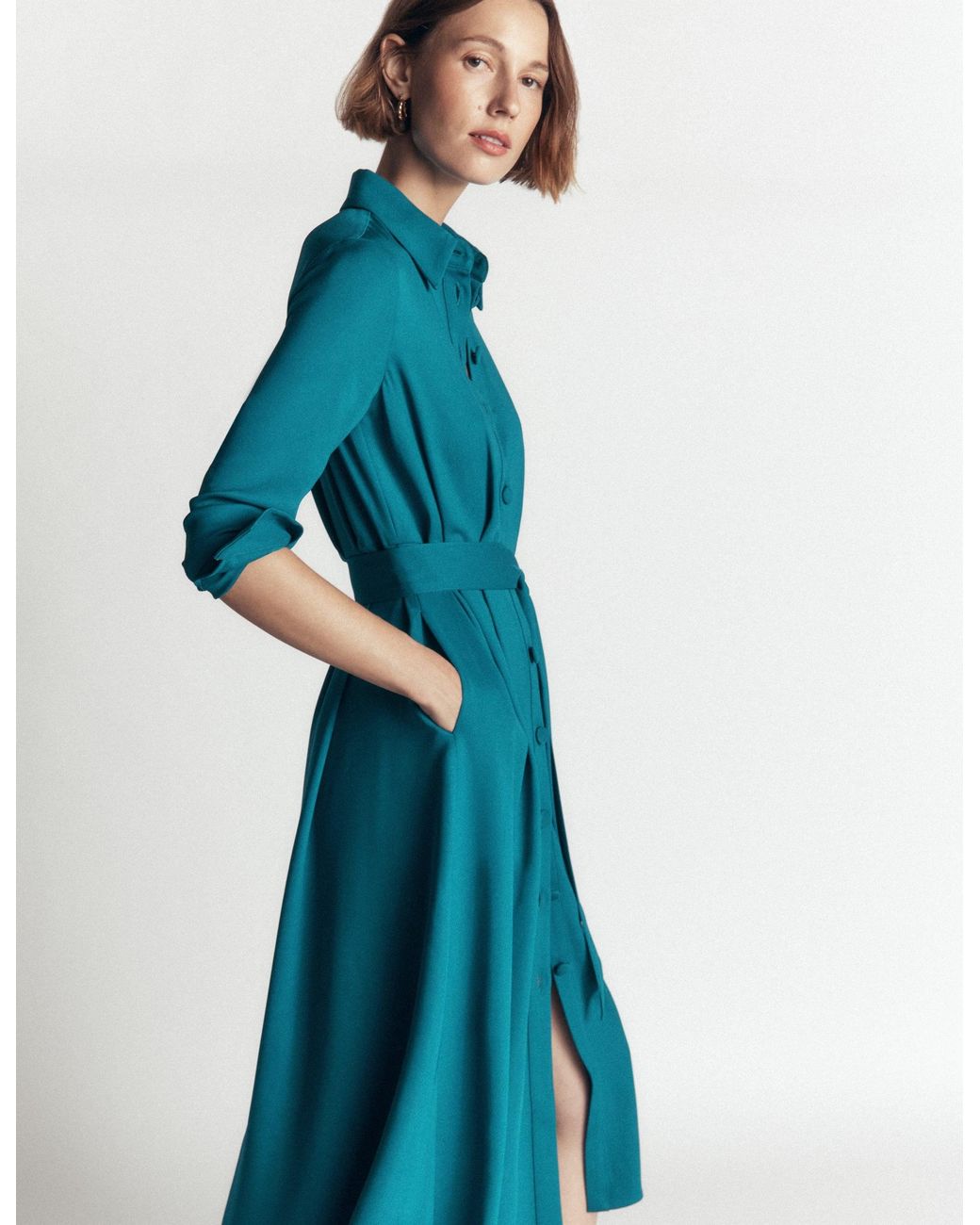 Boden Blue Kate Pleated Shirt Dress