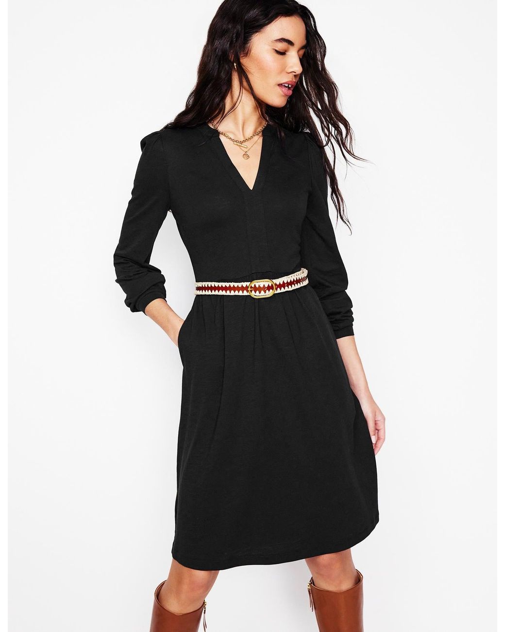 Boden Black Naomi Relaxed Jersey Dress