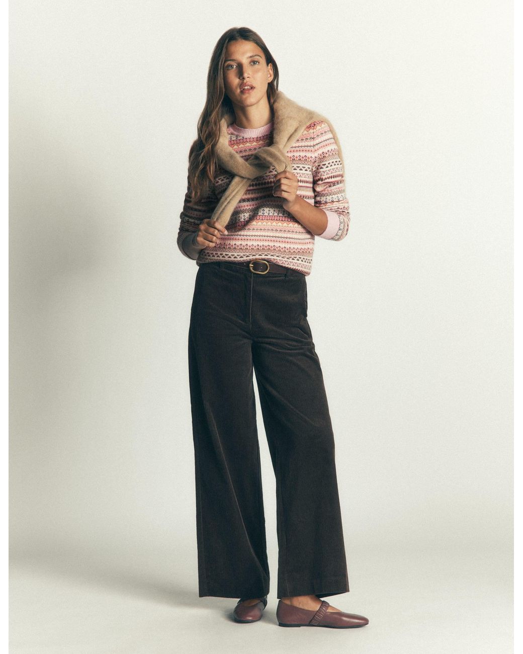 Boden Pink Edie Fair Isle Sweater