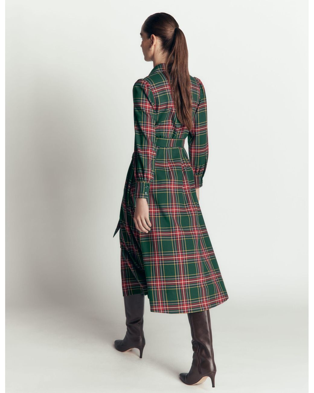 Boden Red Maeve Check Midi Shirt Dress