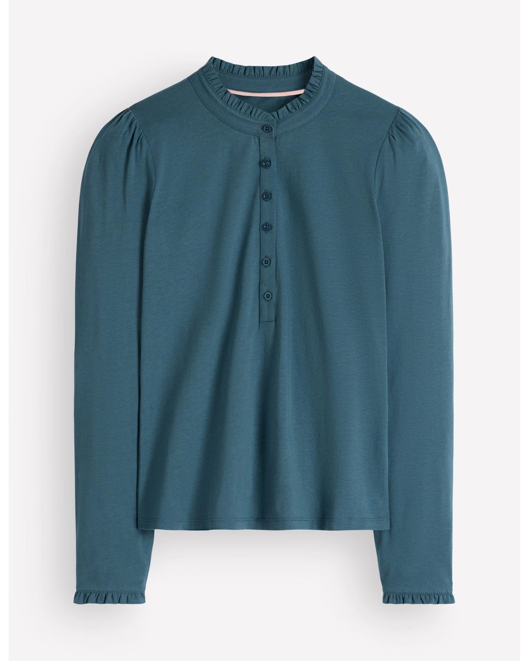 Boden Blue Supersoft Frill Henley Top