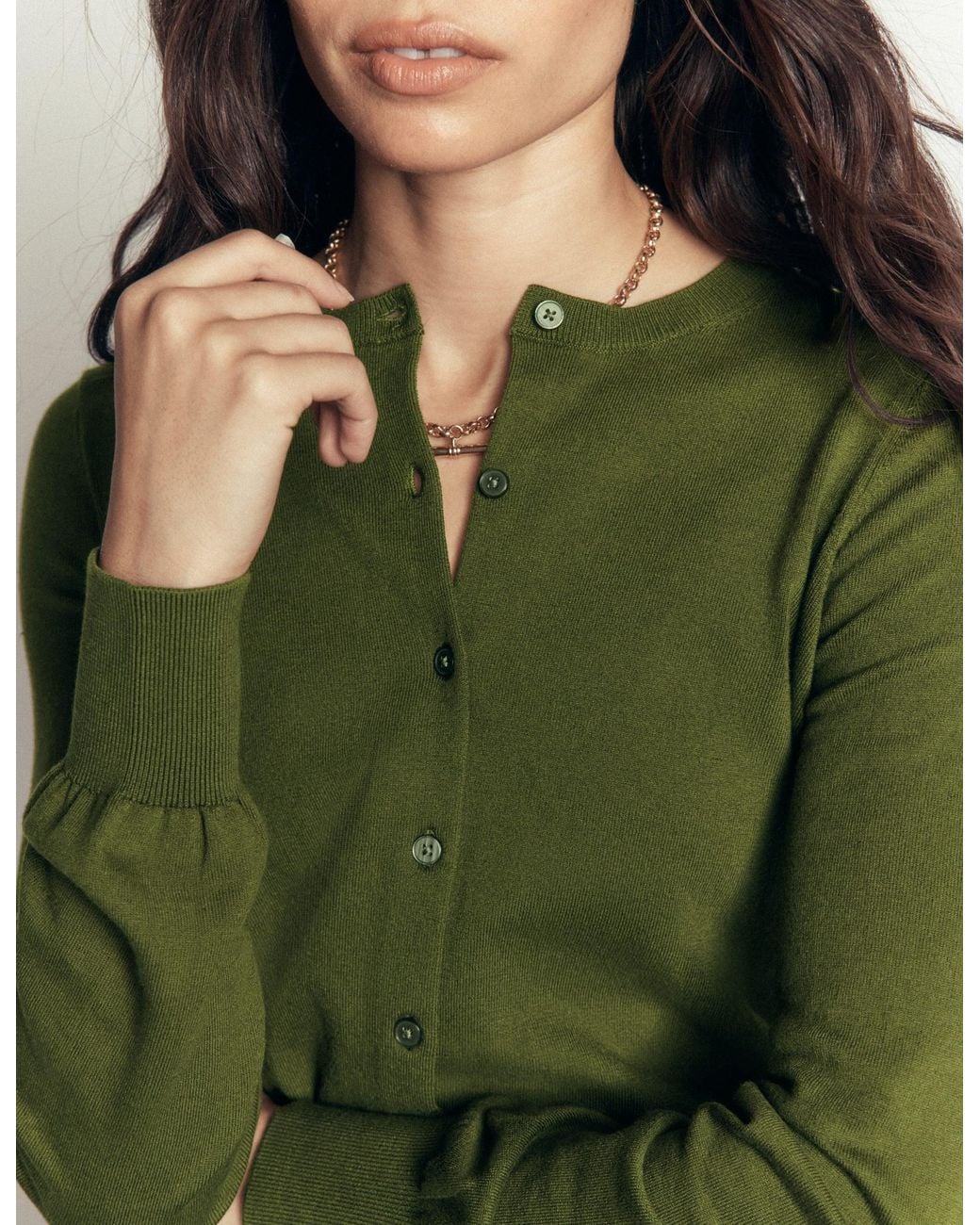 Boden Green Camilla Cotton Crew Cardigan