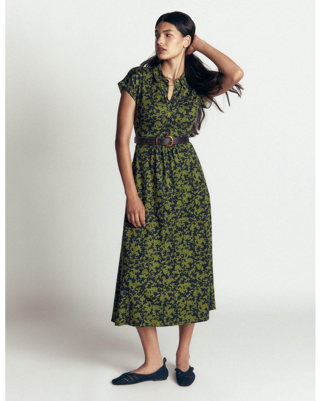 Boden Green Fae Jersey Shirt Dress