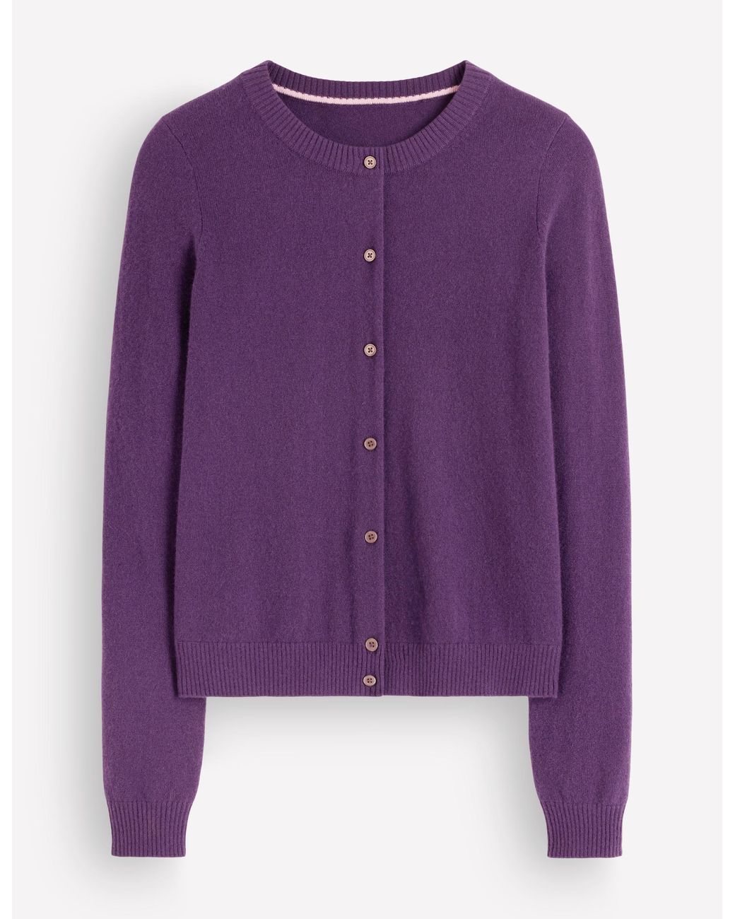Boden Purple Elsie Cashmere Crew Cardigan