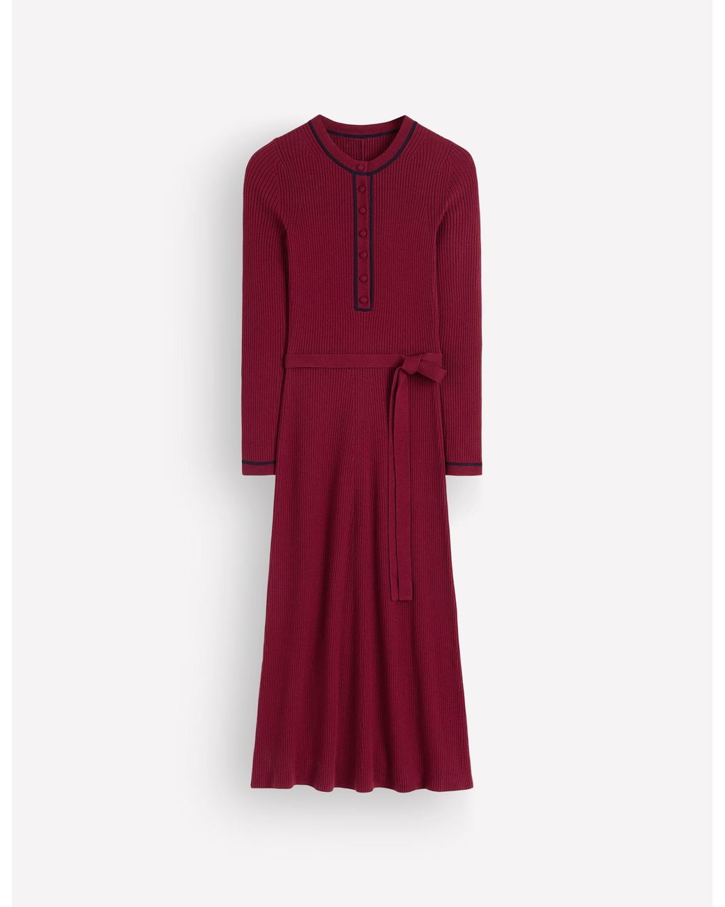 Boden Red Paula Ribbed Crew Dress