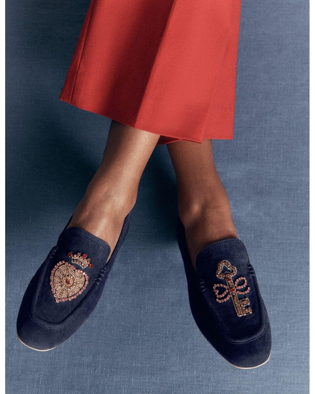 Boden Blue Dinah Embellished Loafers