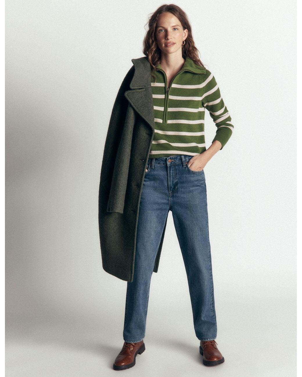 Boden Green Lucy Half Zip Sweater