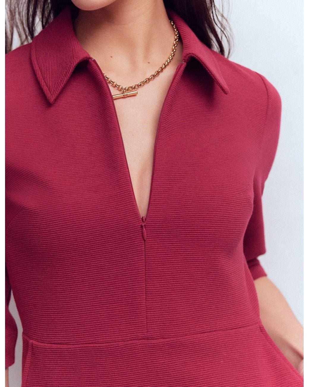 Boden Red Cam Short Sleeve Ottoman Dress