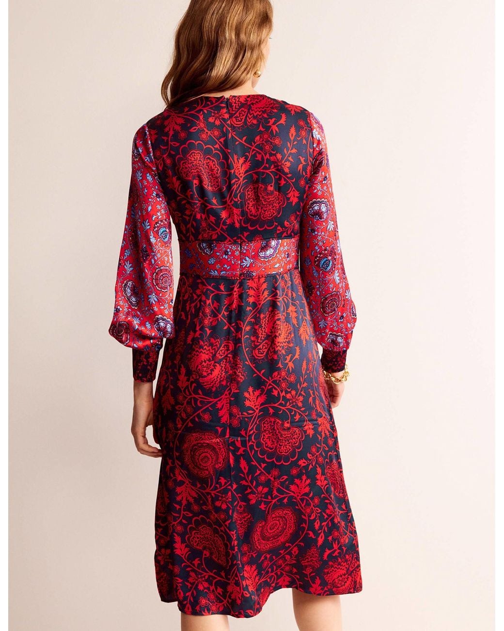 Boden Red Pipe Detail Midi Dress
