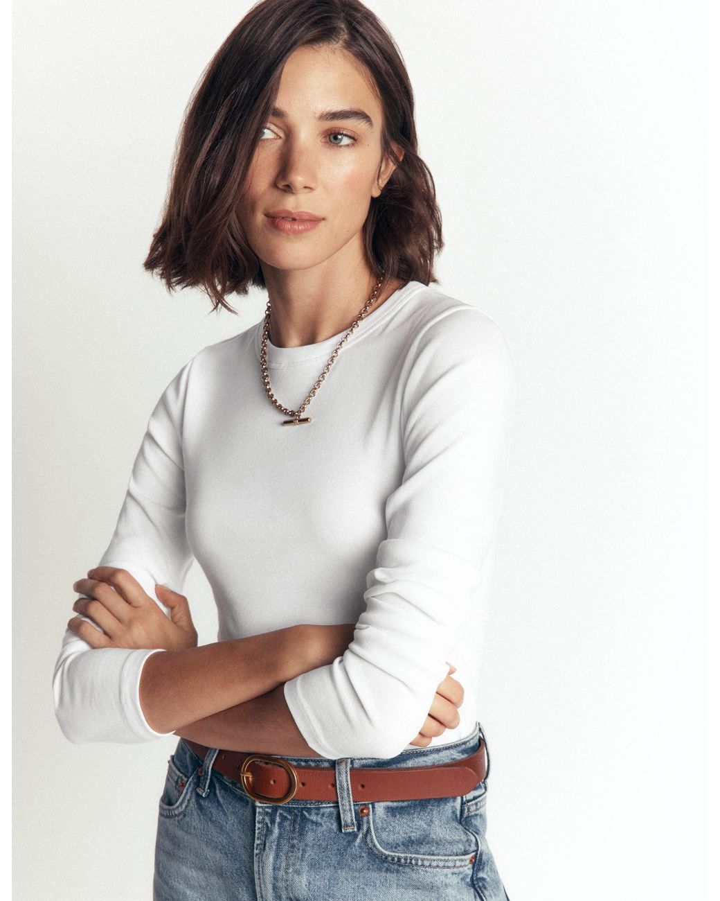 Boden White Annie Essential Crew Neck Top