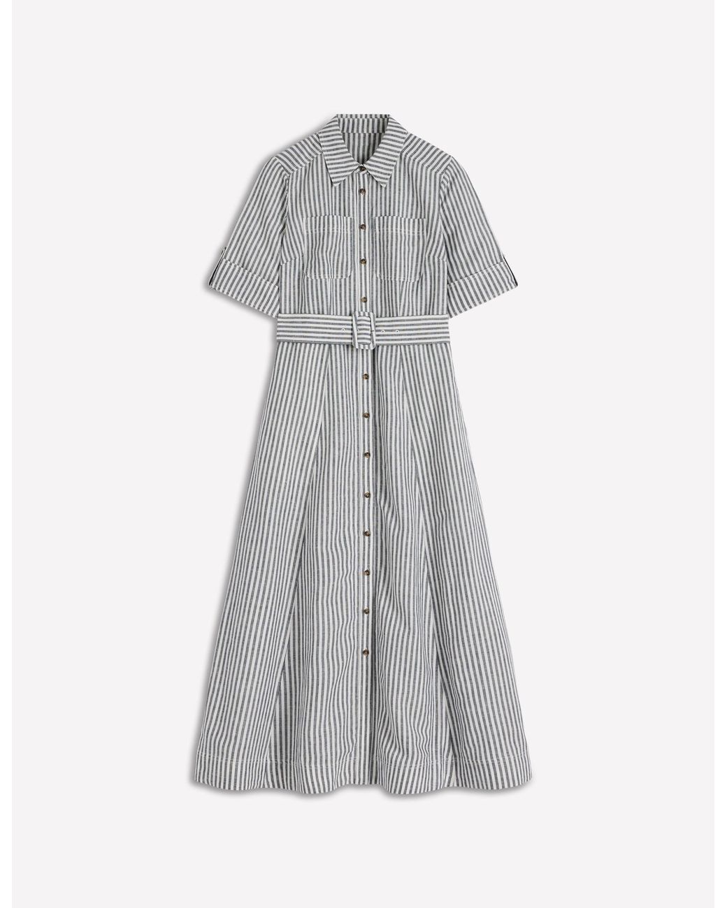 Boden White Ora Linen Blend Shirt Dress