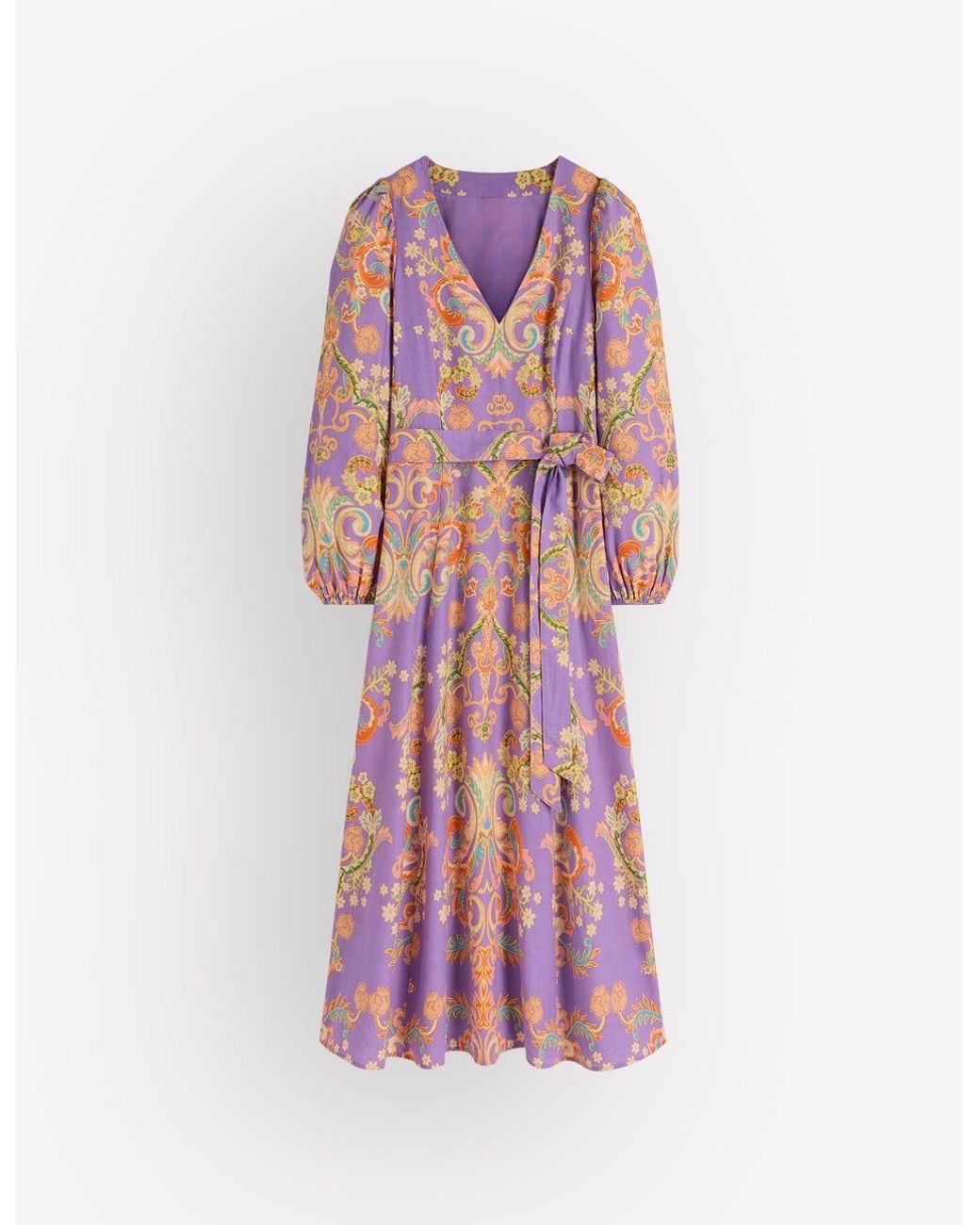 Boden Purple Florence Linen Blend Dress