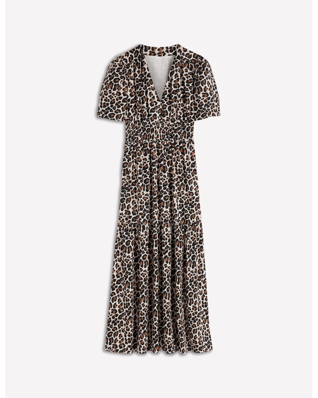 Boden Multicolor Irene Puff Sleeve Dress-Almond Milk, Cheetah Pop