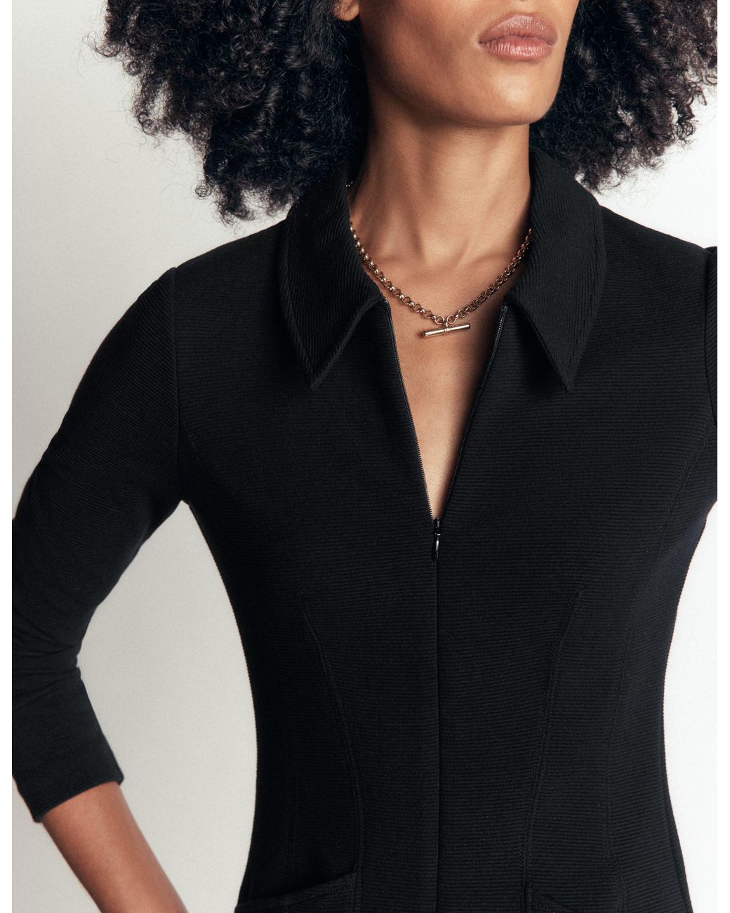 Boden Black Nia Ottoman Long Sleeve Dress