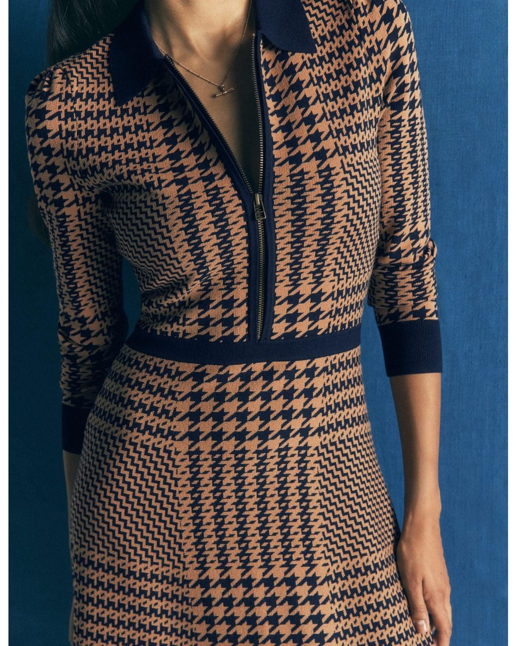 Boden Brown Fiona Zip Front Knitted Dress