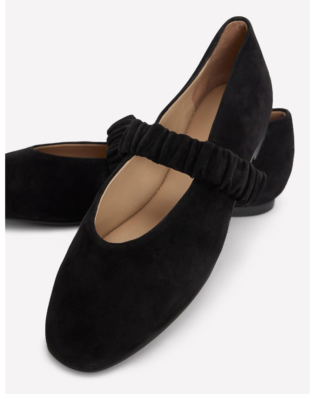 Boden Black Camilla Ruched Ballet Flats