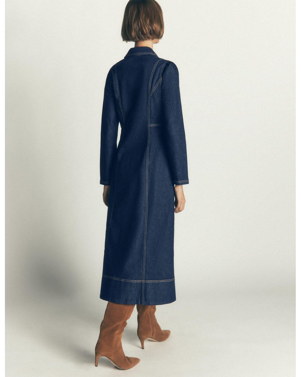 Boden Blue Una Collared Denim Midi Dress