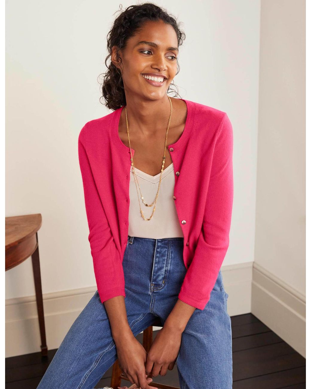 Boden Cashmere Crop Cardigan Carnival in Pink Lyst