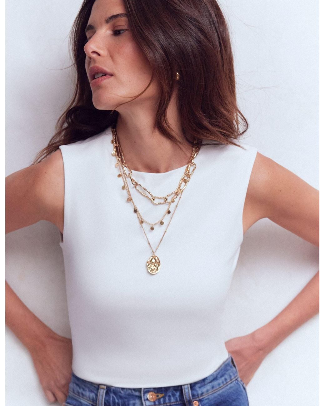 Boden White Tia Sleeveless Ruch Jersey Top