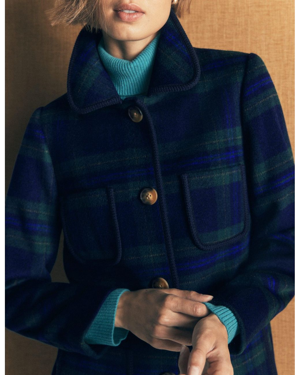 Boden Green Patch Pocket Wool Blend Coat