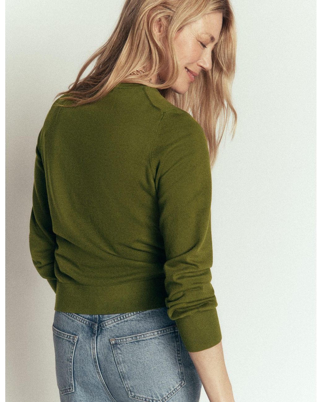 Boden Green Camilla Cotton Crew Sweater