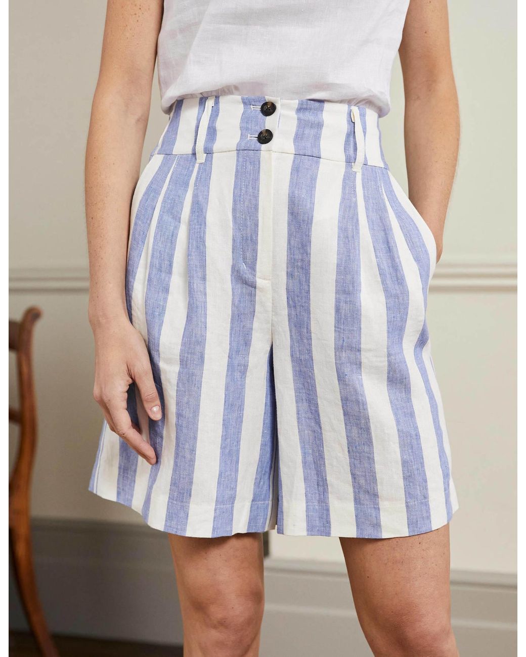 Boden Pleated Linen Shorts Bell And 